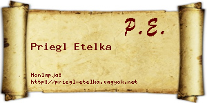 Priegl Etelka névjegykártya
